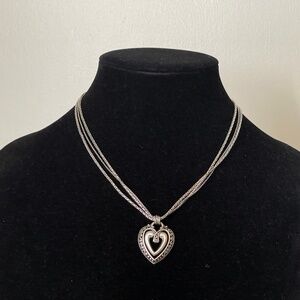 Brighton Ellington double heart pendant and multi strand pendant necklace